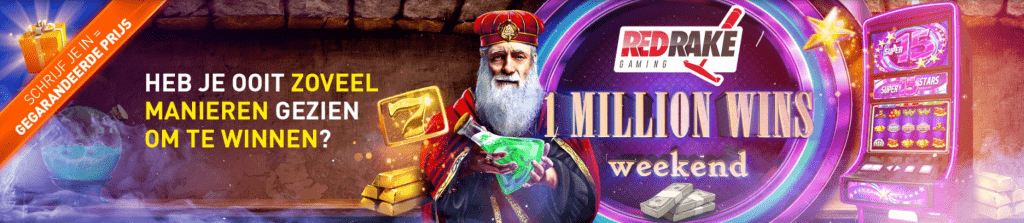 Winlijnen Red Rake Gaming 1 Million Wins weekend toernooi 2021 Prijzenpot altijd Prijs Jackpot online Casino 777